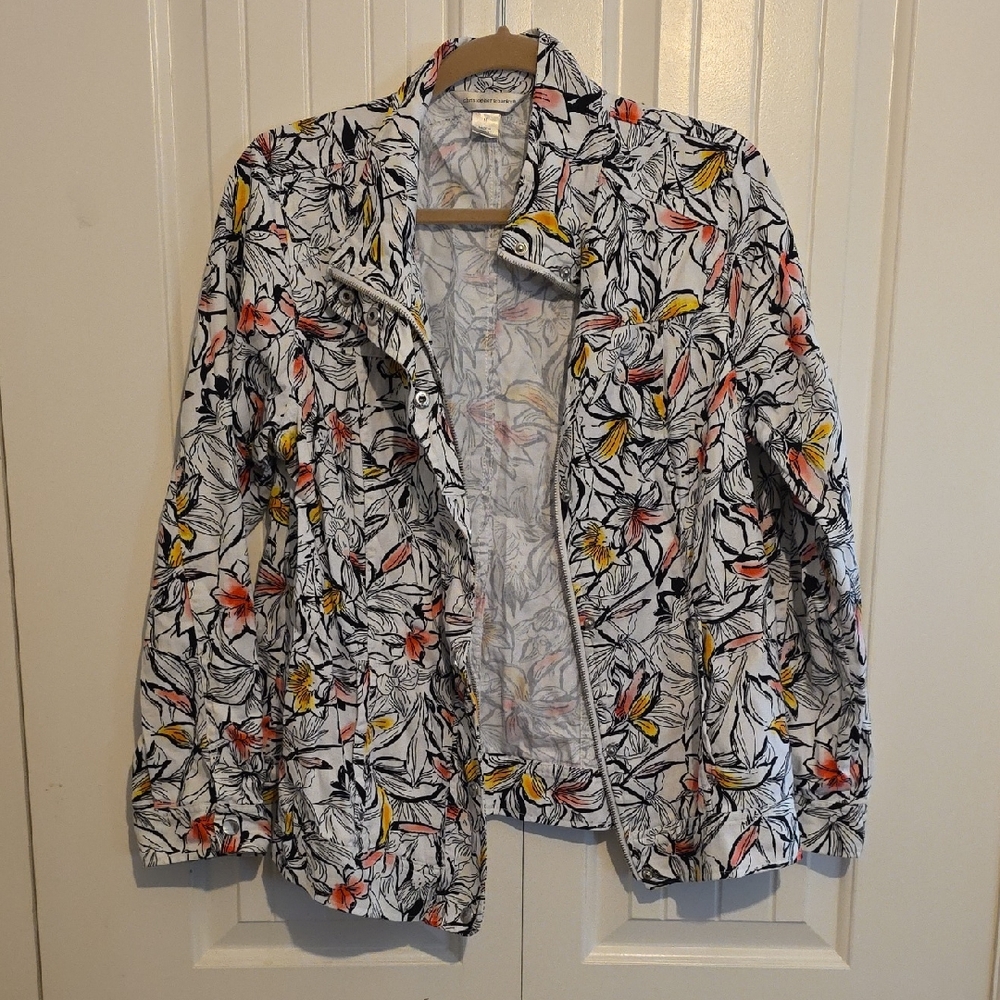 Christopher & Banks Floral Blazer - Black, White, Red, Yellow